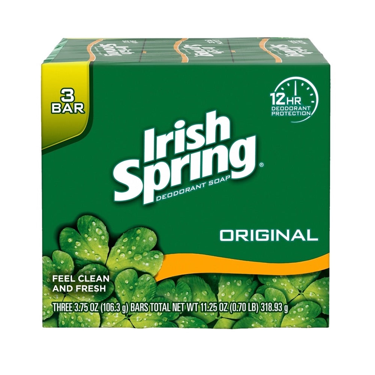 Irish Spring 14177 Clean Fresh Bar Soap Green 375 oz