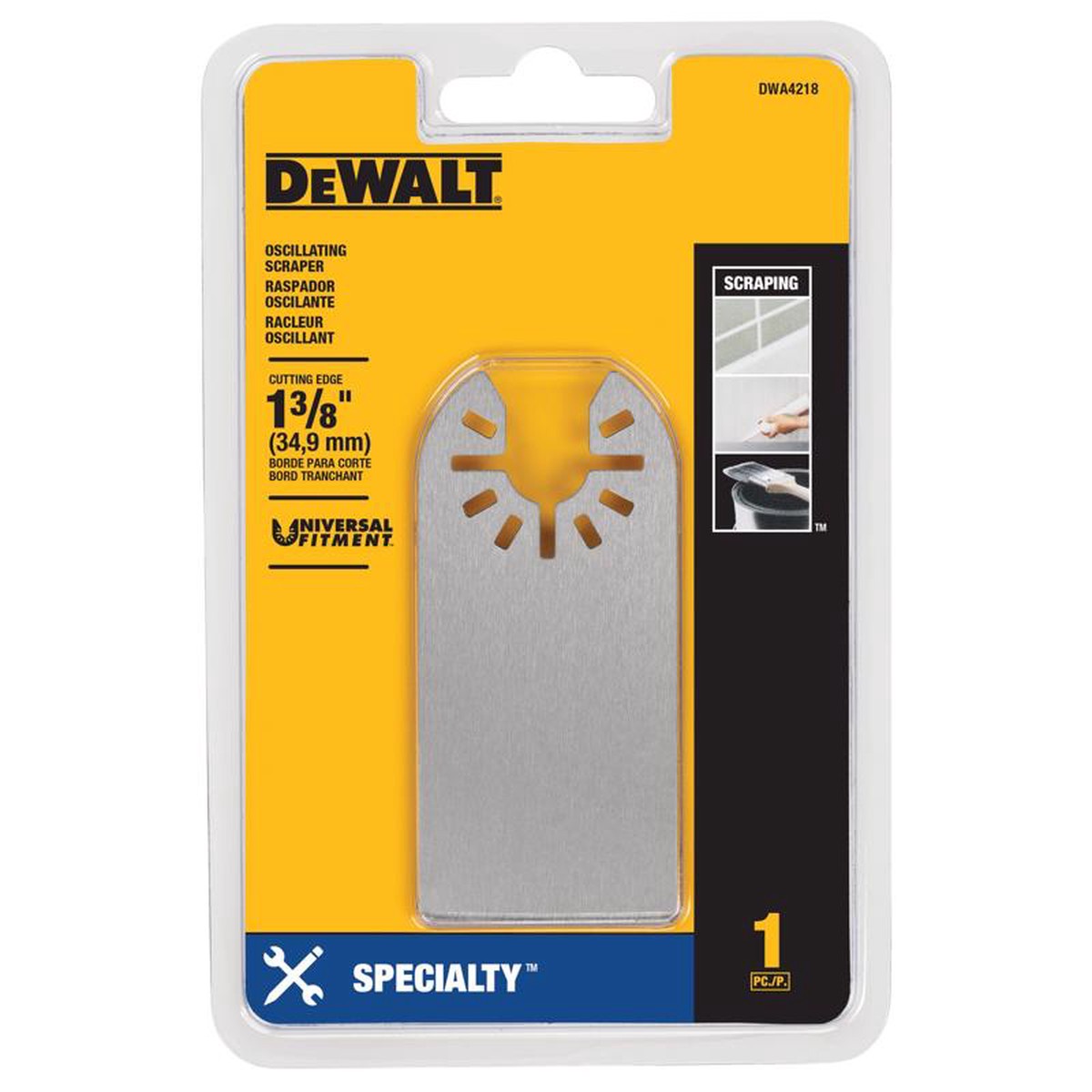 DeWalt Universal Fitment 1-38 in W Steel Oscillating Scraper Blade 1 pk