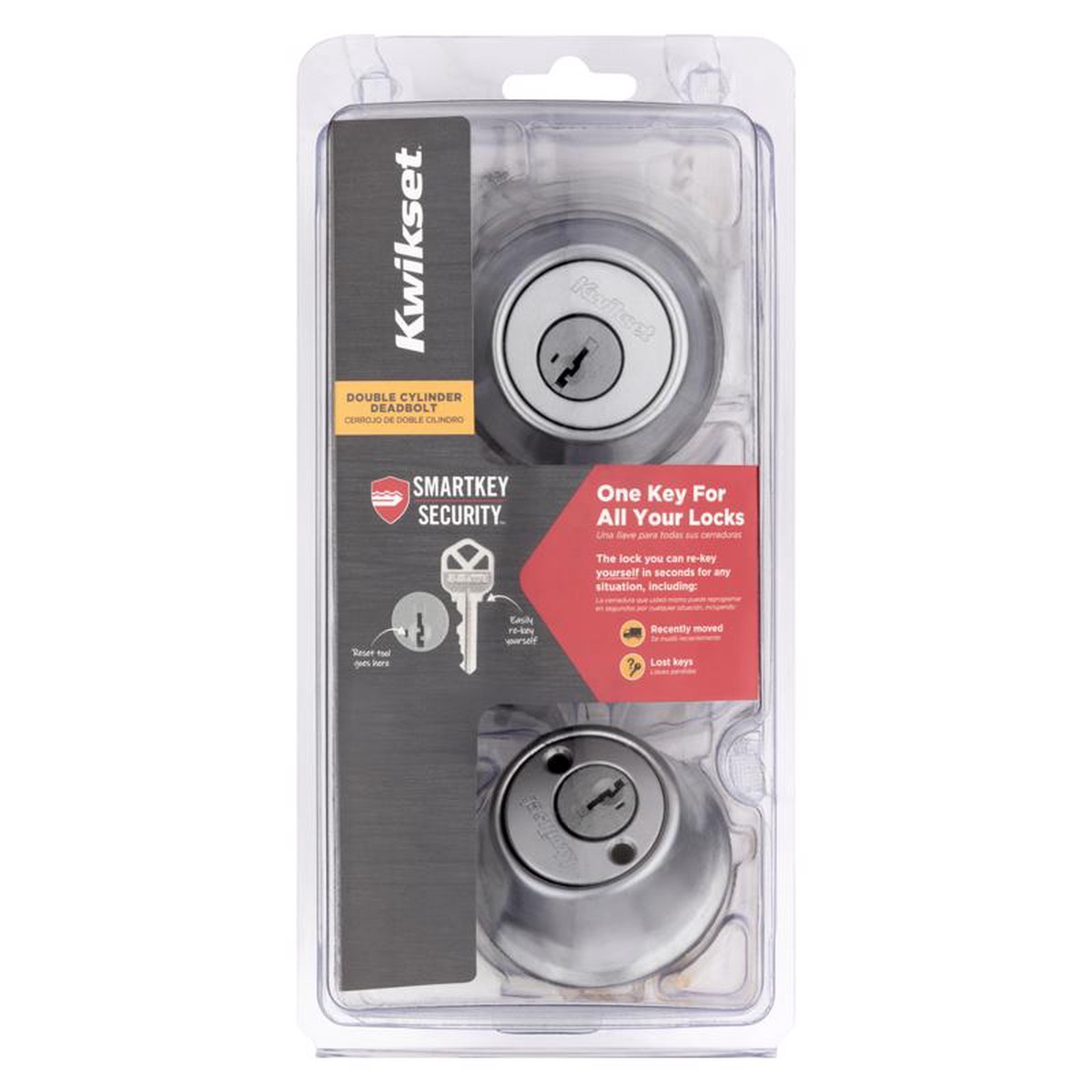 Kwikset 96650-511 SmartKey Security Double Cylinder Deadbolt Satin Chrome