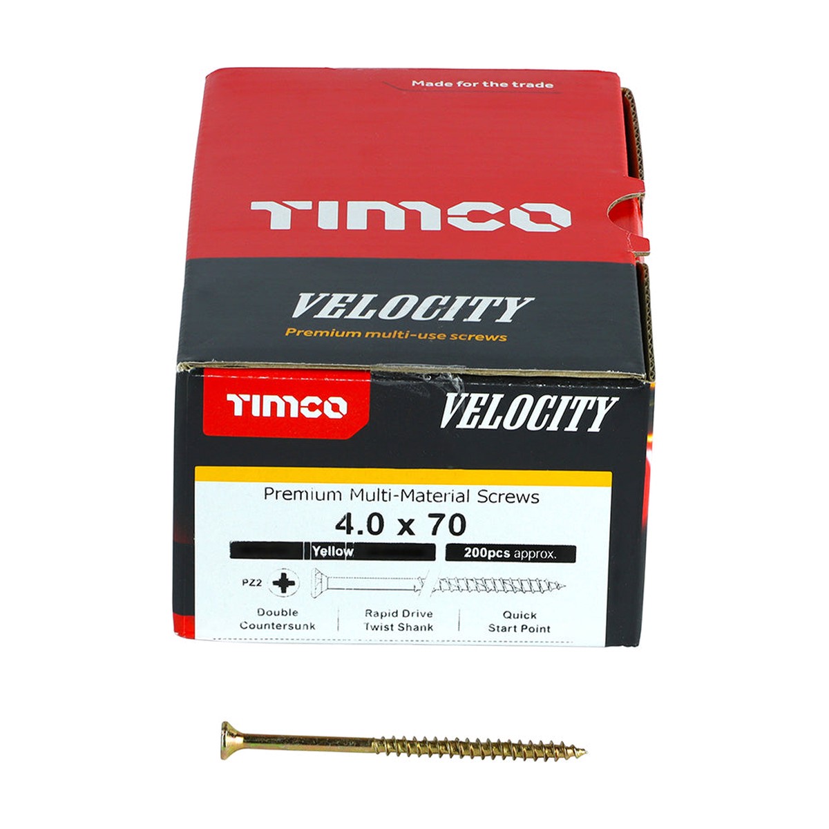 40 X 70 Velocity Premium Multi-Use Screws - PZ - Double Countersunk - Yellow