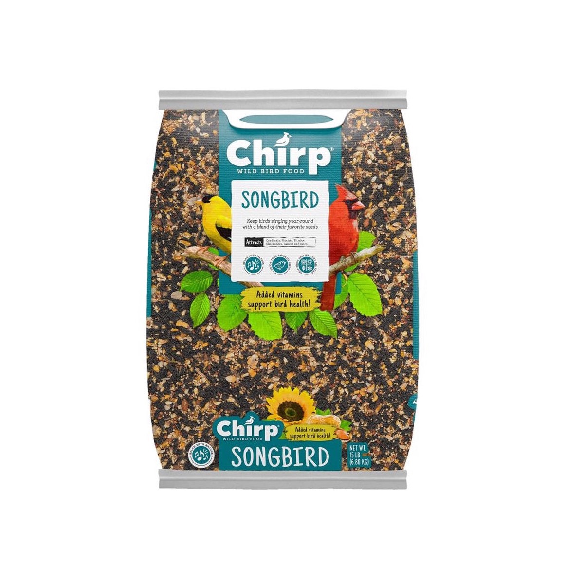 Chirp 14980 Songbird Black Oil Sunflower Wild Bird Food 15 lb