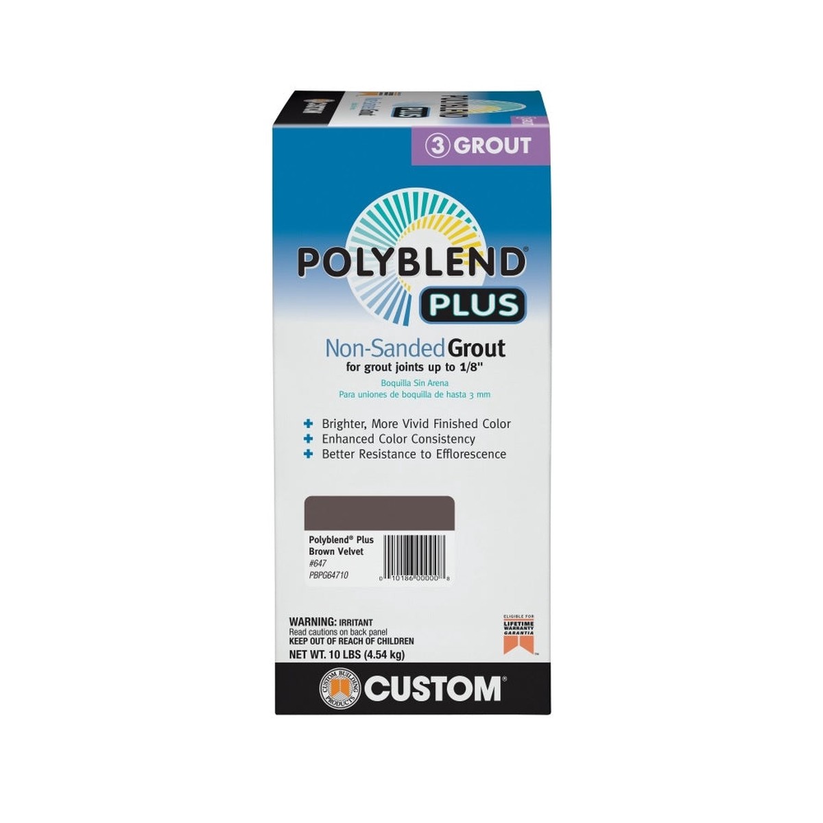 Custom Building Products PBPG64710 Polyblend Non-Sanded Grout Brown Velvet 10 lb