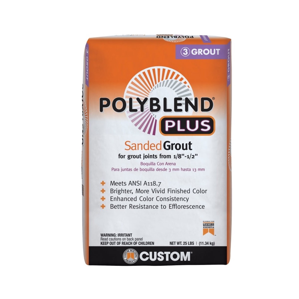 Custom Building Products PBPG64725 Polyblend Sanded Grout BrownVelvet 25 lb