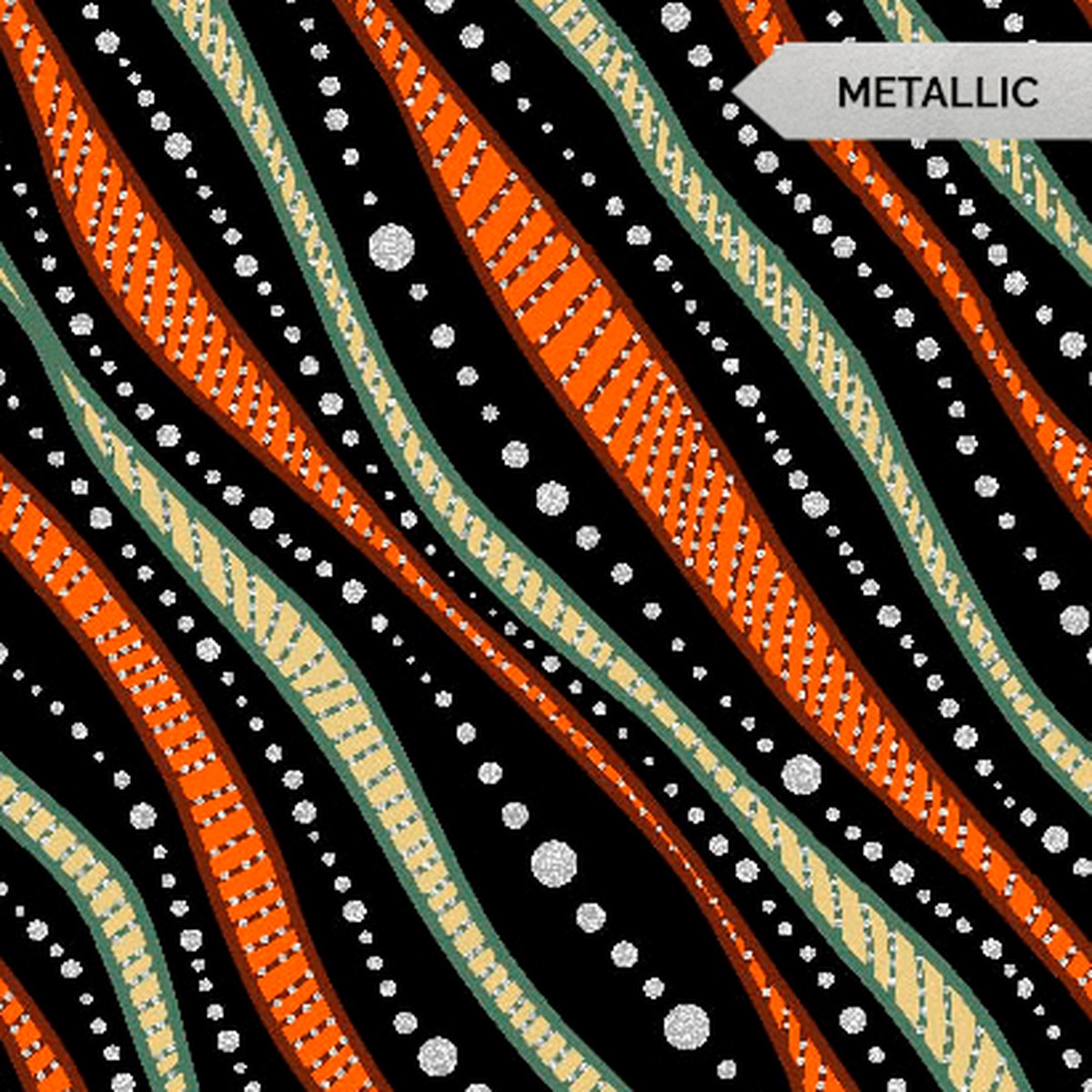Black Wavy (Metallic) All Children Matter (14 Yard)