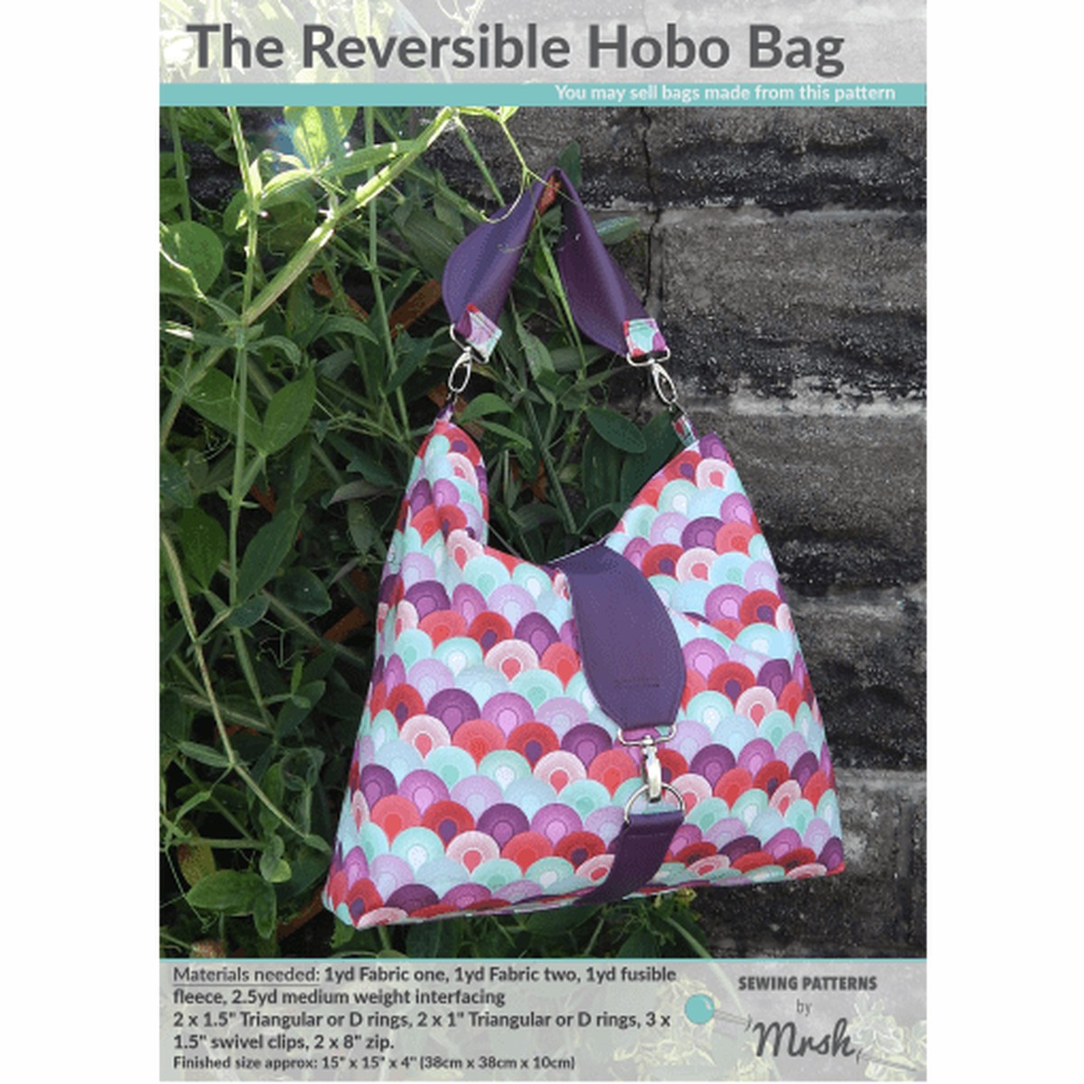 Reversible Hobo Bag by Sewing Patterns by Mrs H (Printed Paper Pattern)