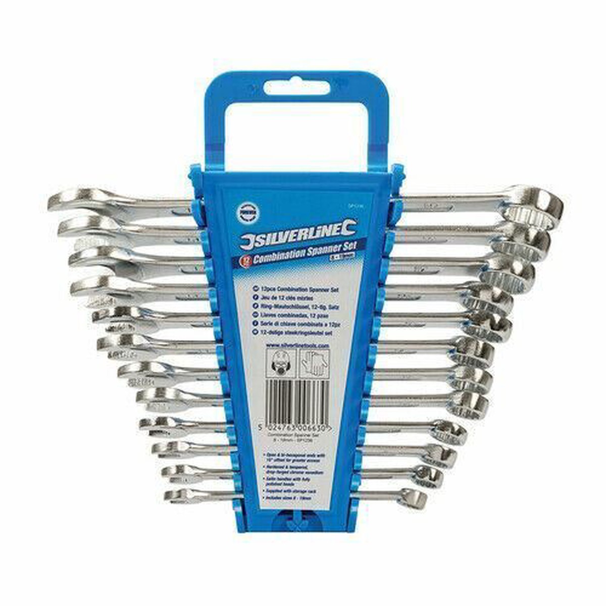 Silverline SP1236 Combination Spanner 8-19 mm - 12 Pieces Set Polish finish