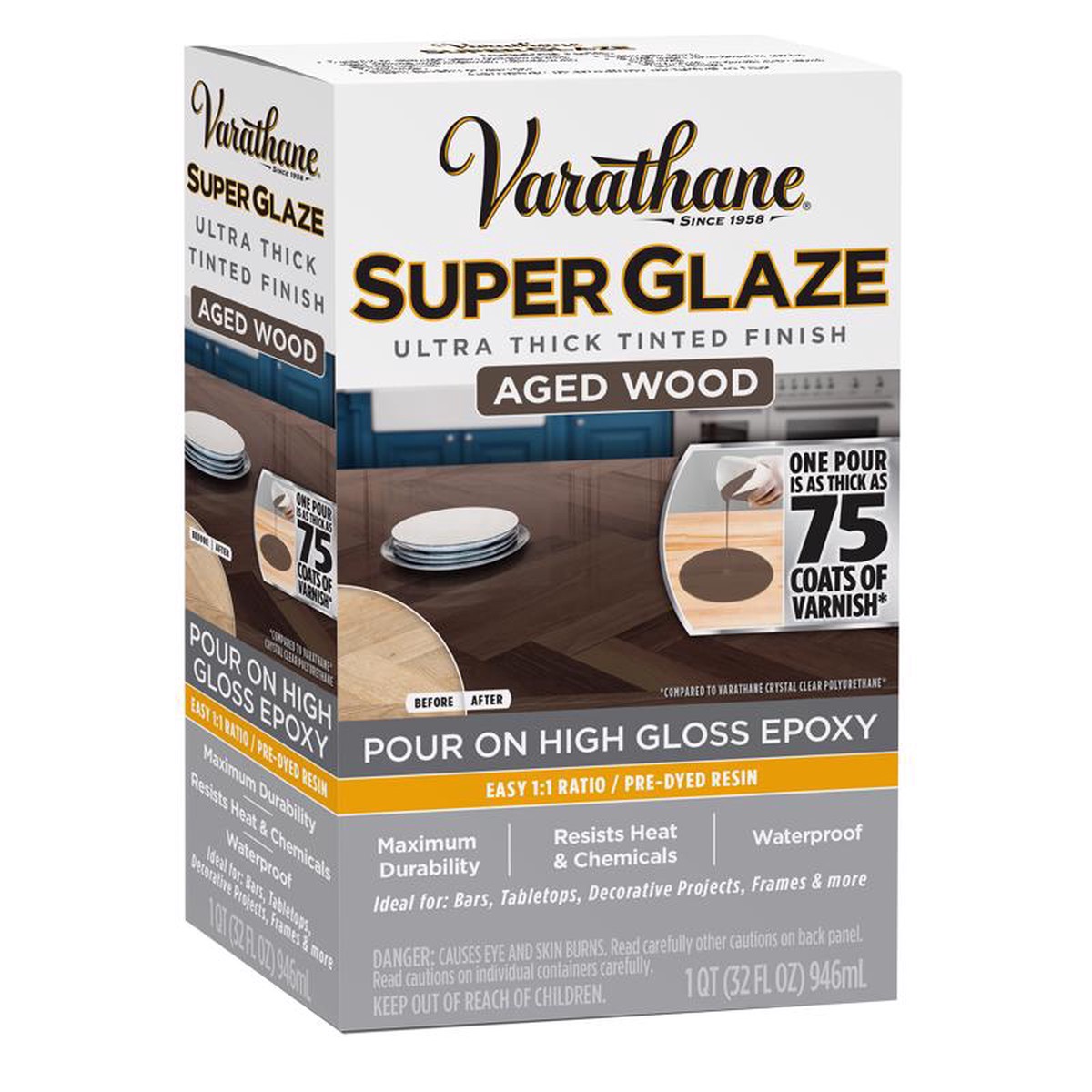 Varathane 363904 Super Glaze High-Gloss Aged Wood Glaze 1 Quart