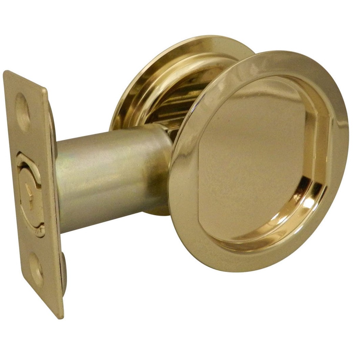 2-716 (62 mm) Pocket Door Pull Round Bright Brass Passage