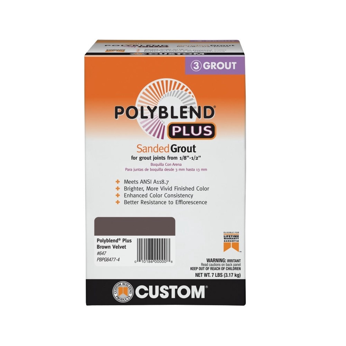 Custom Building PBGP6477-4 Polyblend Plus Sanded Grout 7 lbs