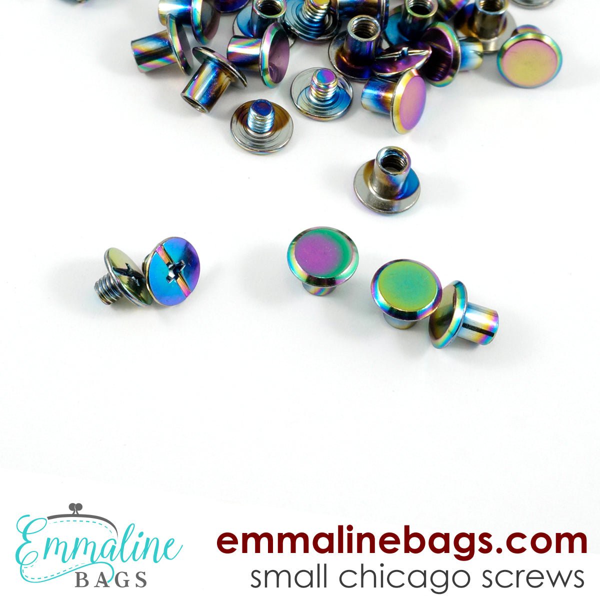 CHICAGO SCREWS SMALL Size (316 or 4 mm) in IRIDESCENT RAINBOW (20 Pack)