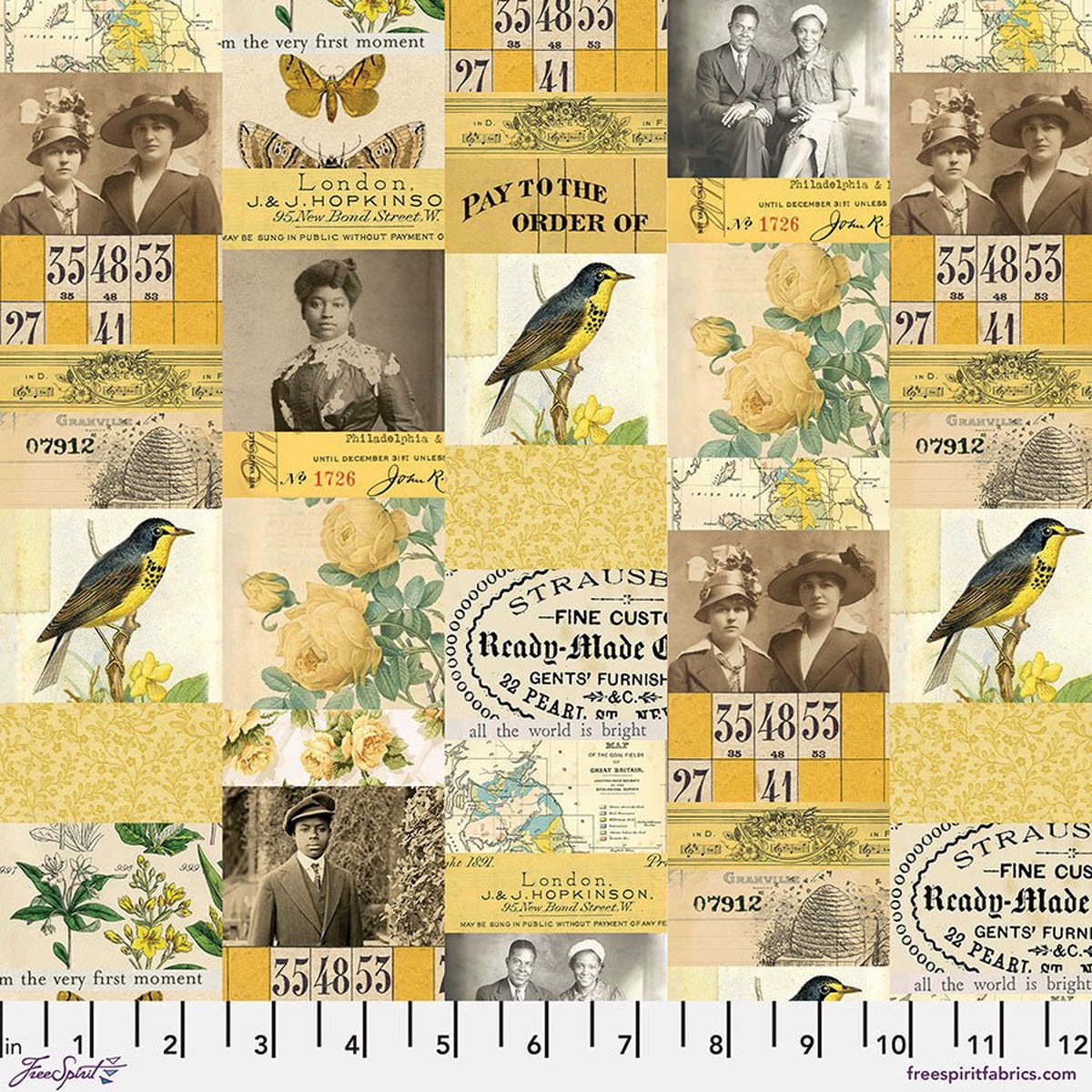 Yellow Collage Tim Holtz Eclectic Elements - Palette - (14 yard)