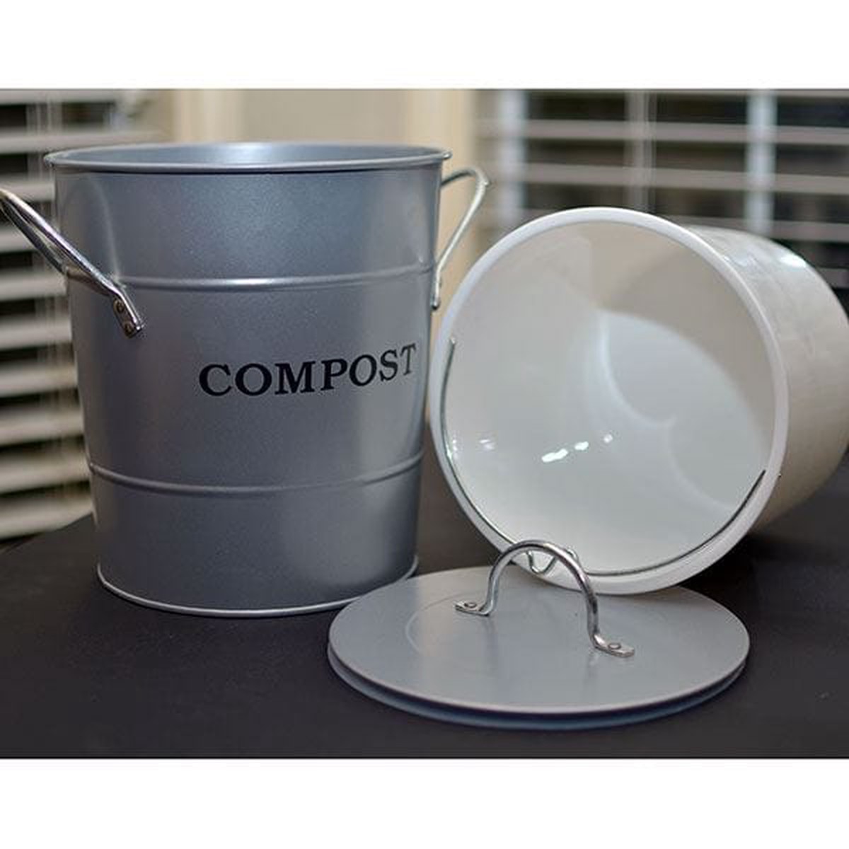 2-N-1 Kitchen Compost Bucket Silver Model CPBS04