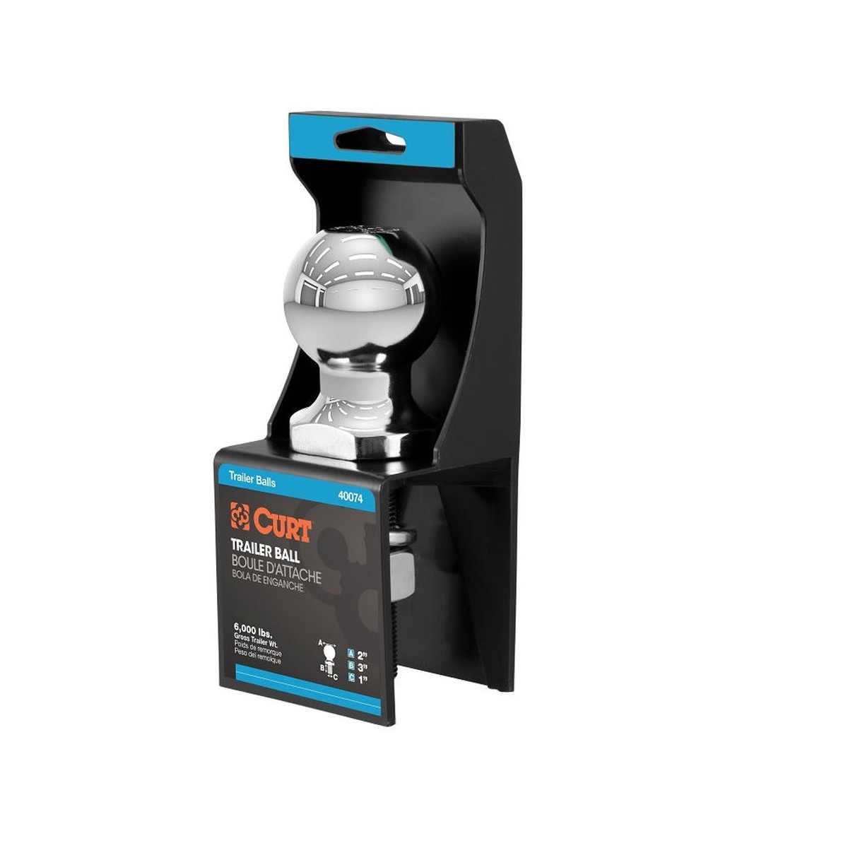 Curt 40074 Trailer Ball Silver Steel