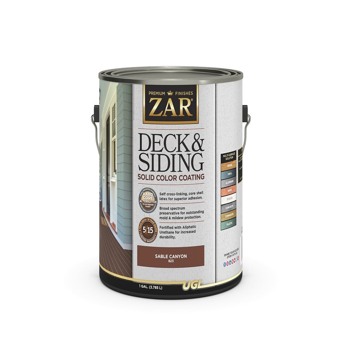Zar 82313 Deck and Siding Solid Color Coating Sable Canyon 1 Gallon