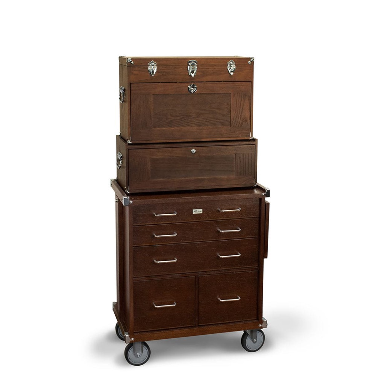19-Drawer 3 Piece Chest Base and Roller Set - Dark Oak