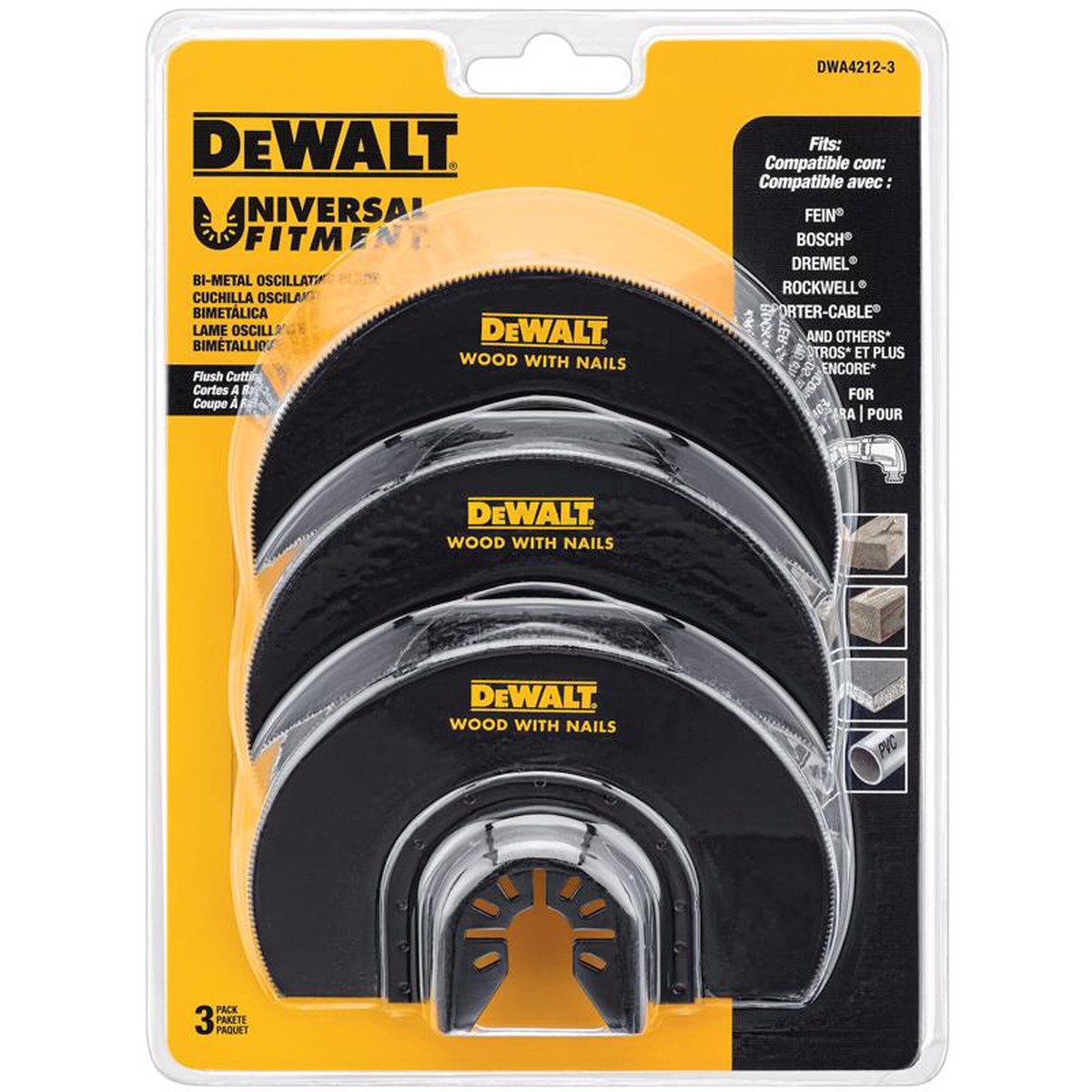 Dewalt 1-34 in W Bi-Metal Semi-Circle Flush Cut Blade 3 pk