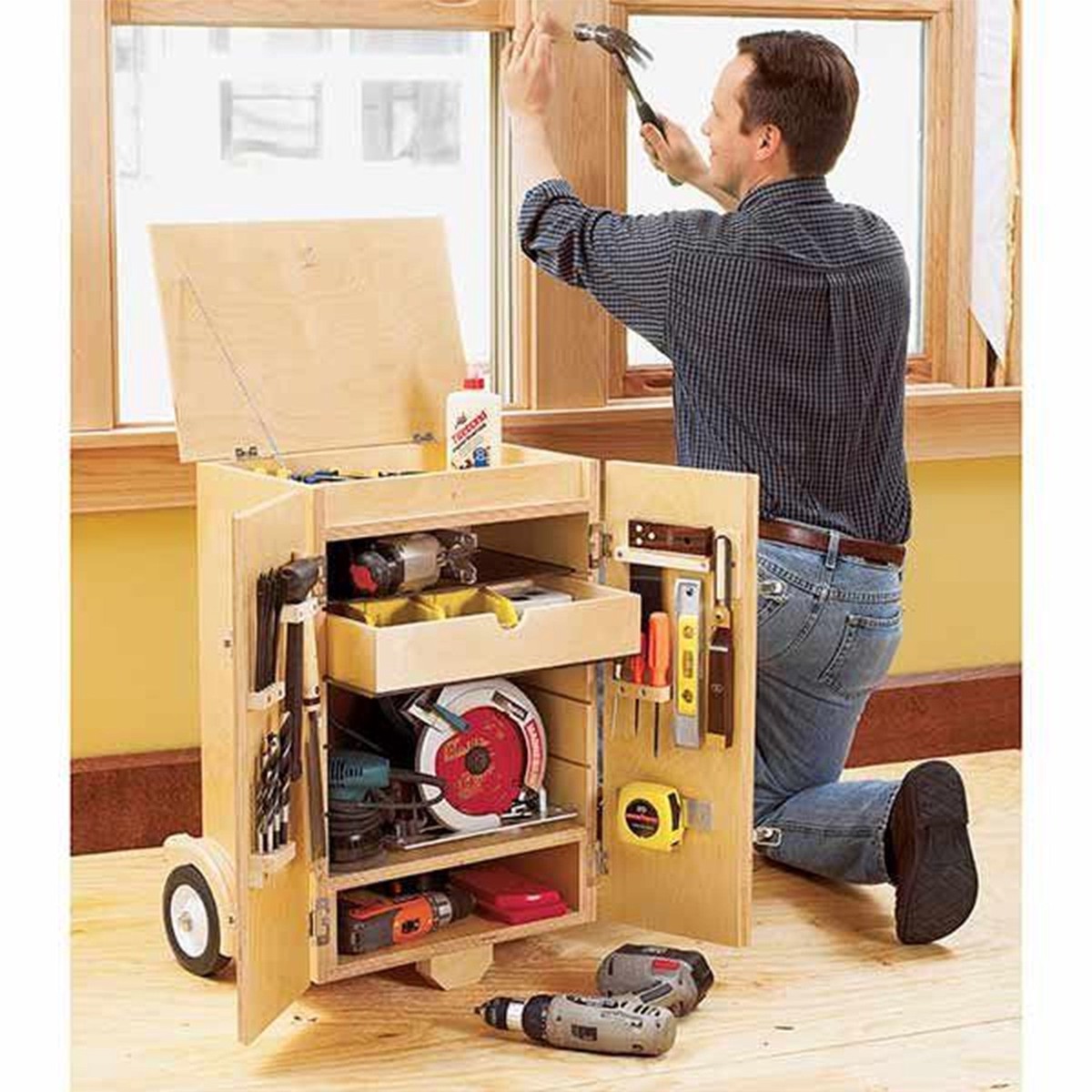 Downloadable Woodworking Project Plan to Build Go-Anywhere Tool Caddy