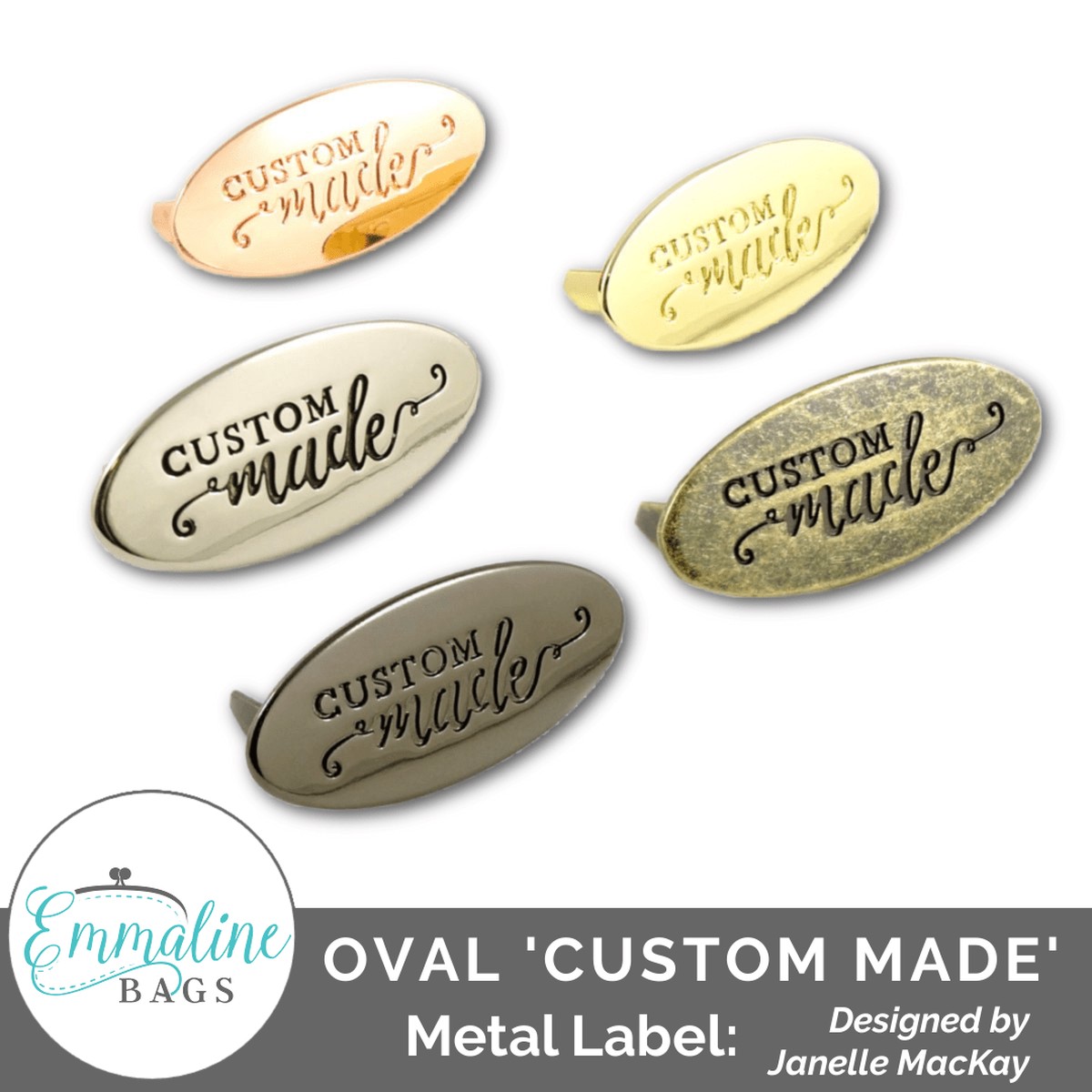Metal Bag Label Oval with CUSTOM Made