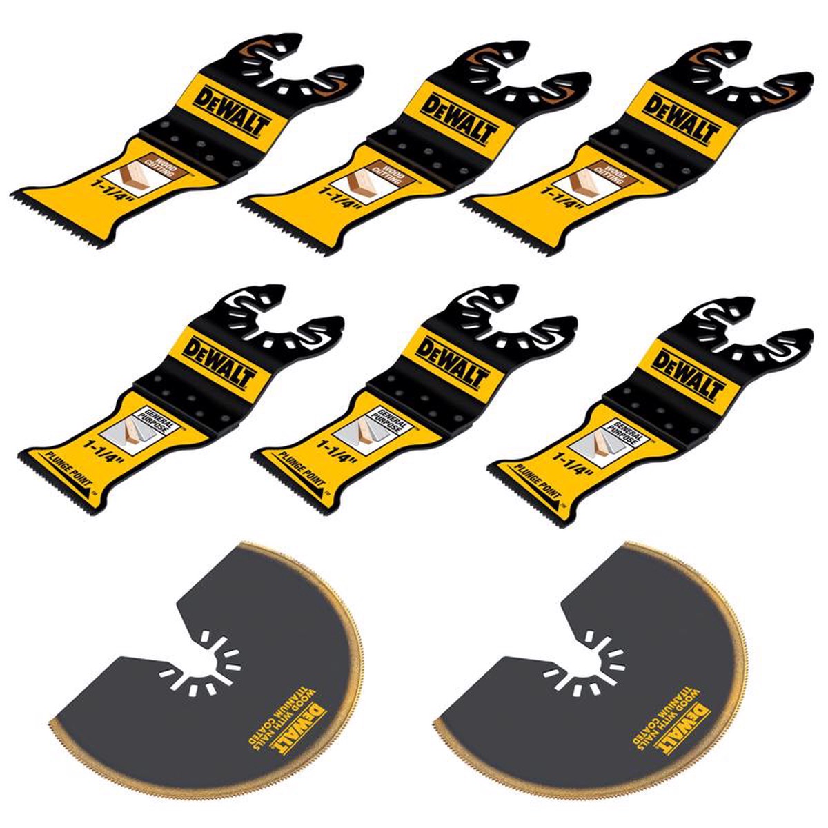 DeWalt 1-14 in W Bi-Metal PlungePoint Oscillating Blade Set 8 pc