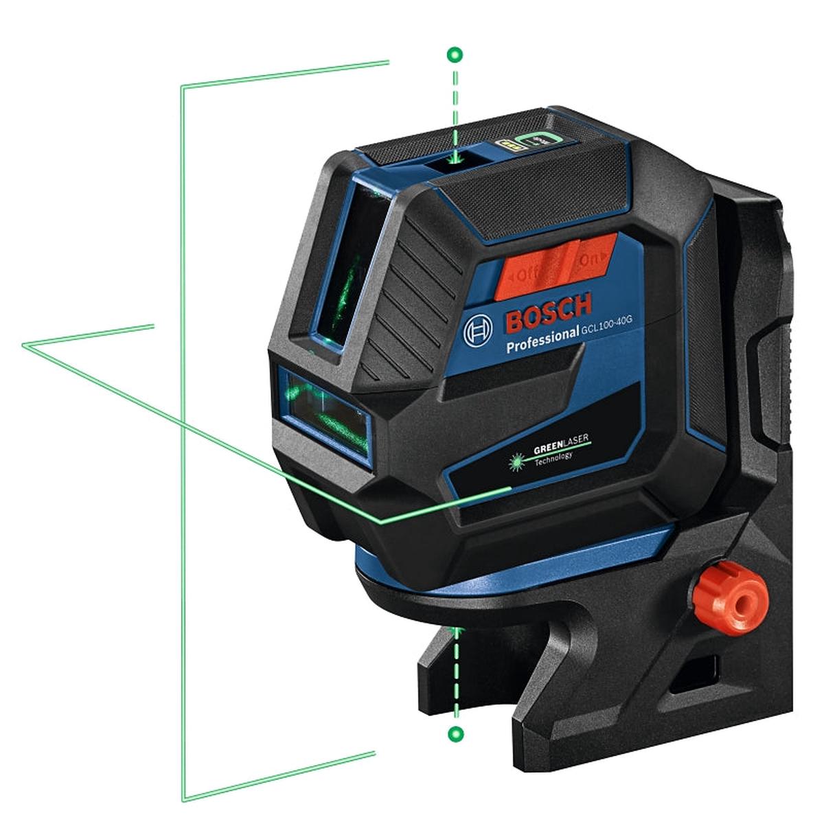 Bosch GCL100-40G Cross Line Laser Level 165 ft -18 in at 30 ft Accuracy 2-Beam 2-Line Green Laser