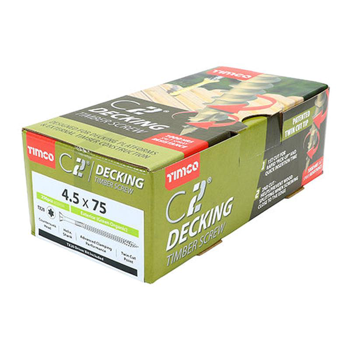 TIMCO C2 Deck-Fix Premium Countersunk Green Decking Screws 8211 45 x 75
