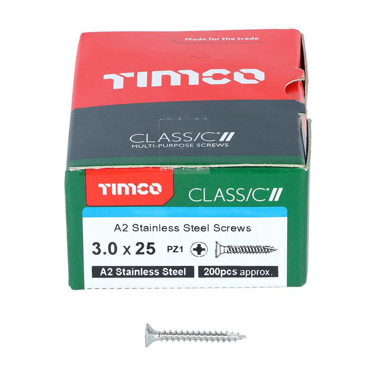 TIMCO Classic Multi-Purpose Countersunk A2 Stainless Steel Woodcrews 8211 30 x 25