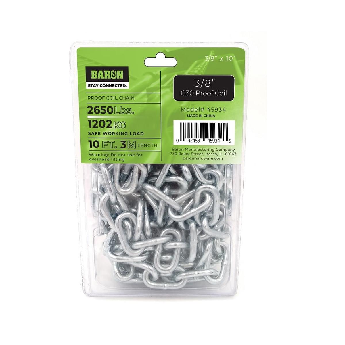 Baron 45934 Proof Coil Chain 38 Inch x 10 Feet