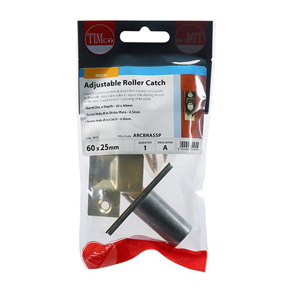TIMCO Adjustable Roller Catch Electro Brass 8211 39 x 59