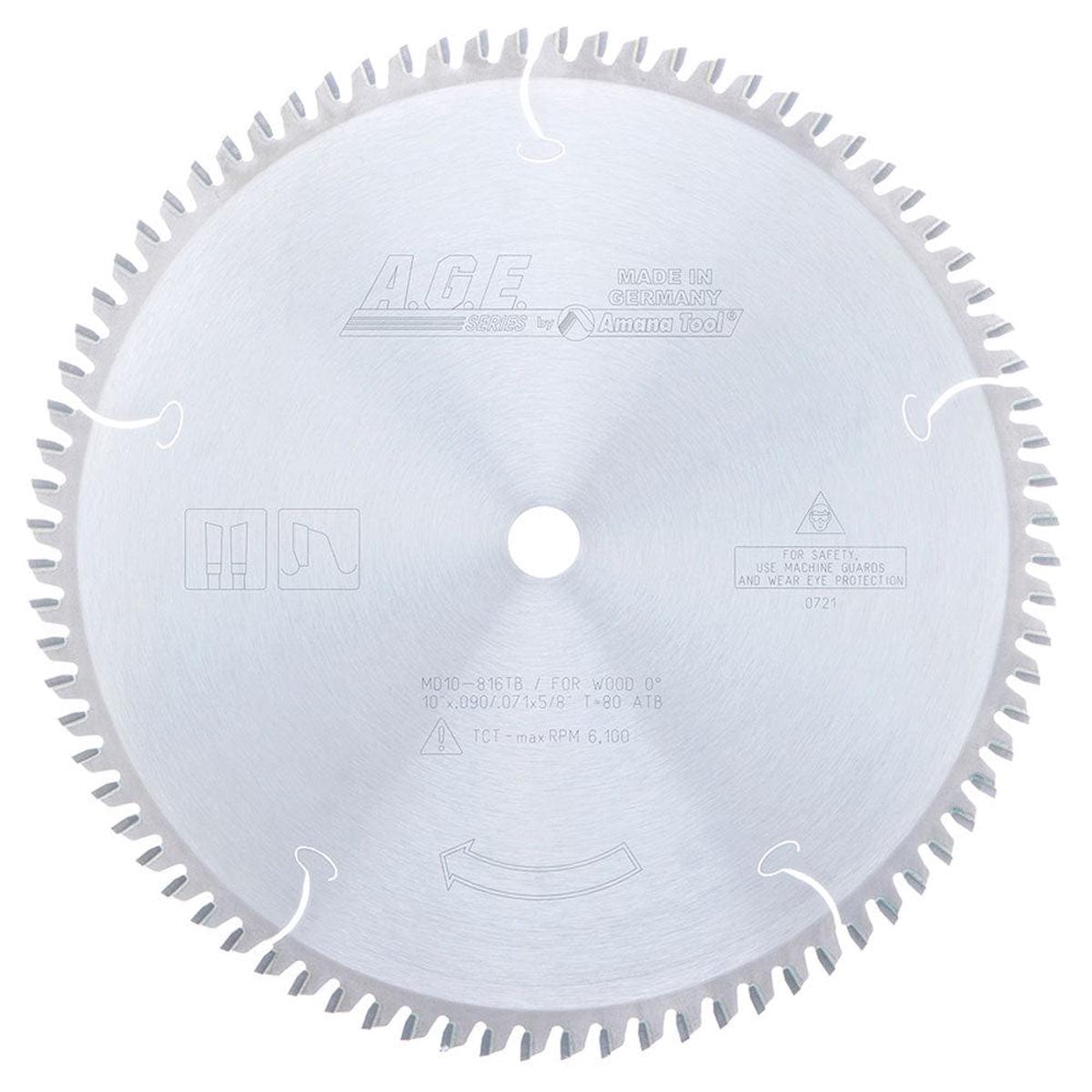 10 X 80T x 58 Bore - Thin Kerf Miter Saw Blade - ATB
