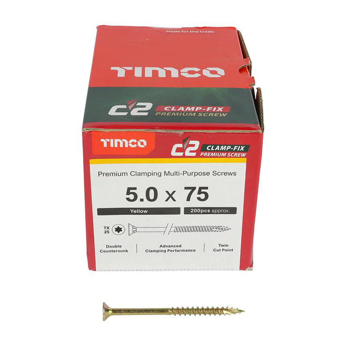 TIMCO C2 Clamp-Fix Multi-Purpose Premium Countersunk Gold Woodscrews 8211 50 x 75