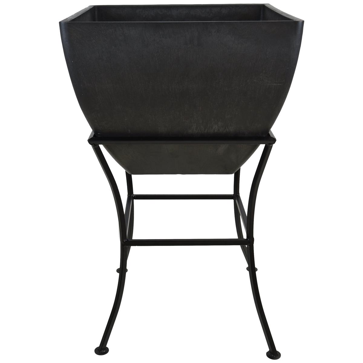 20 Square Garden Planter with Wrought Iron Stand Graphite