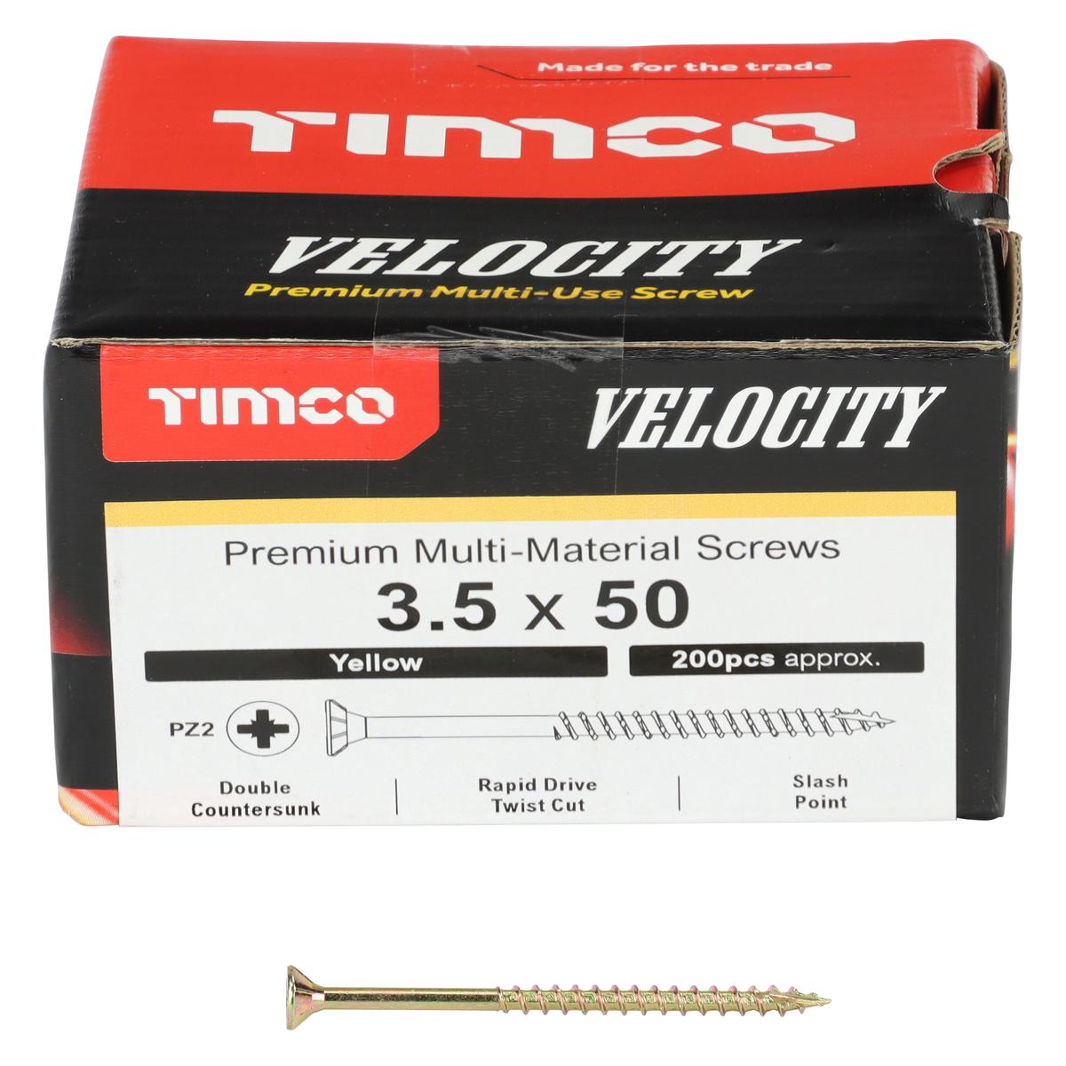 35 X 50 Velocity Premium Multi-Use Screws - PZ - Double Countersunk - Yellow