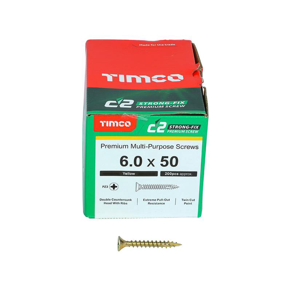 TIMCO C2 Strong-Fix Multi-Purpose Premium Countersunk Gold Woodscrews 8211 60 x 50