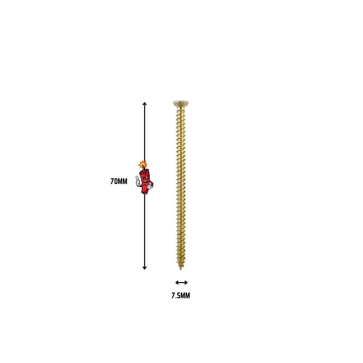 75 x 70 Multi-Fix Concrete Screw (100 PER BOX)
