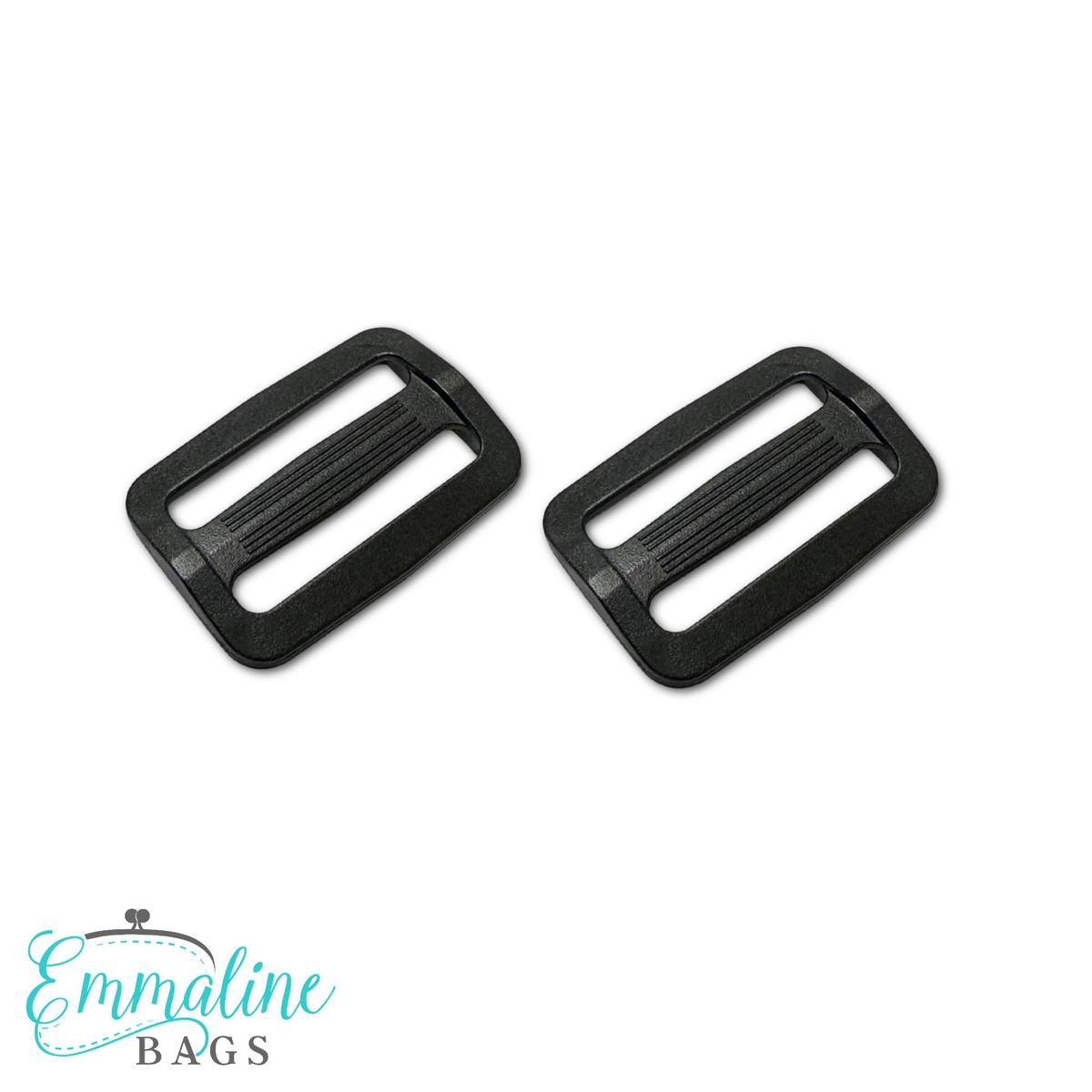 Strap Slider - Black Plastic 1 12 (38 mm) - 2 Pack