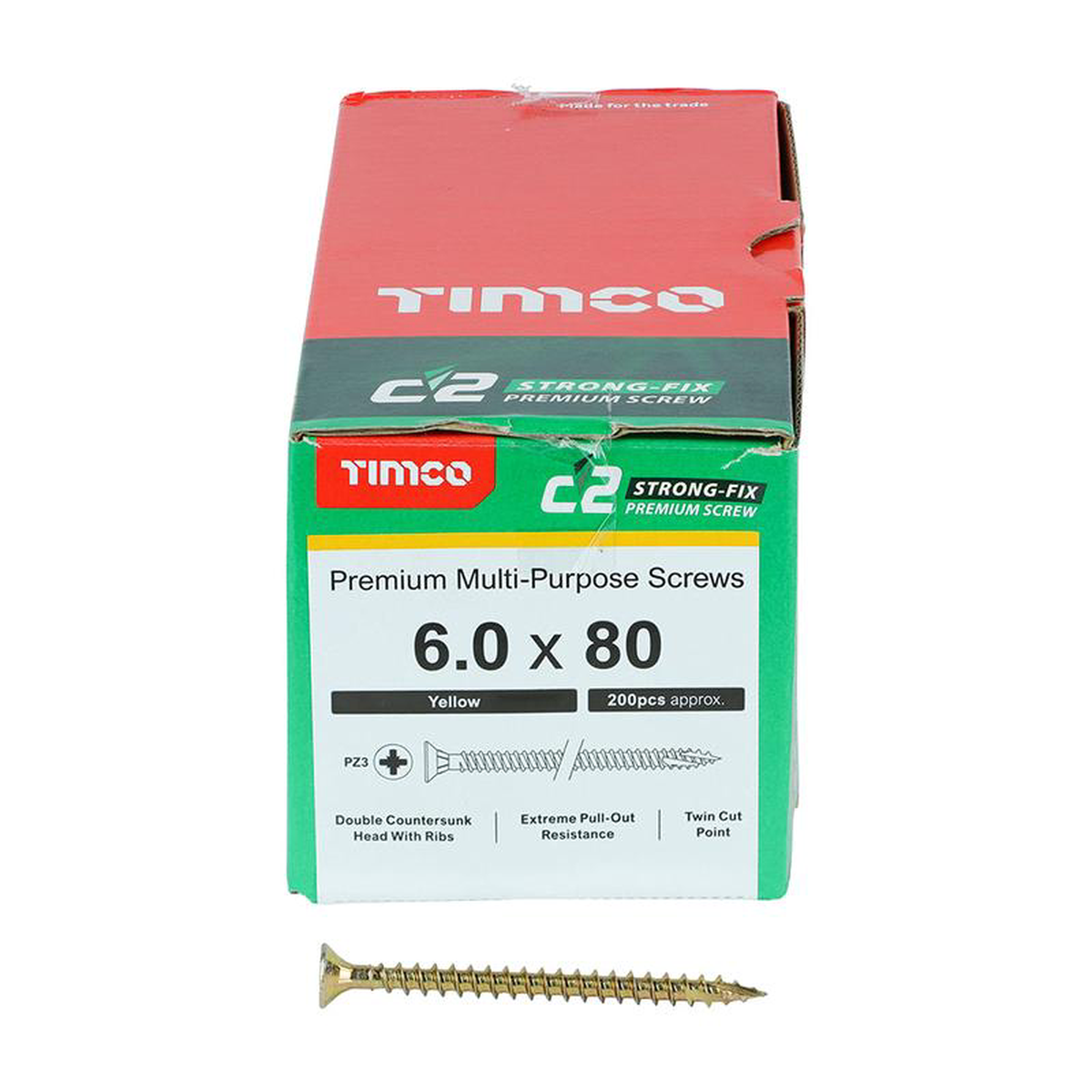 TIMCO C2 Strong-Fix Multi-Purpose Premium Countersunk Gold Woodscrews 8211 60 x 80