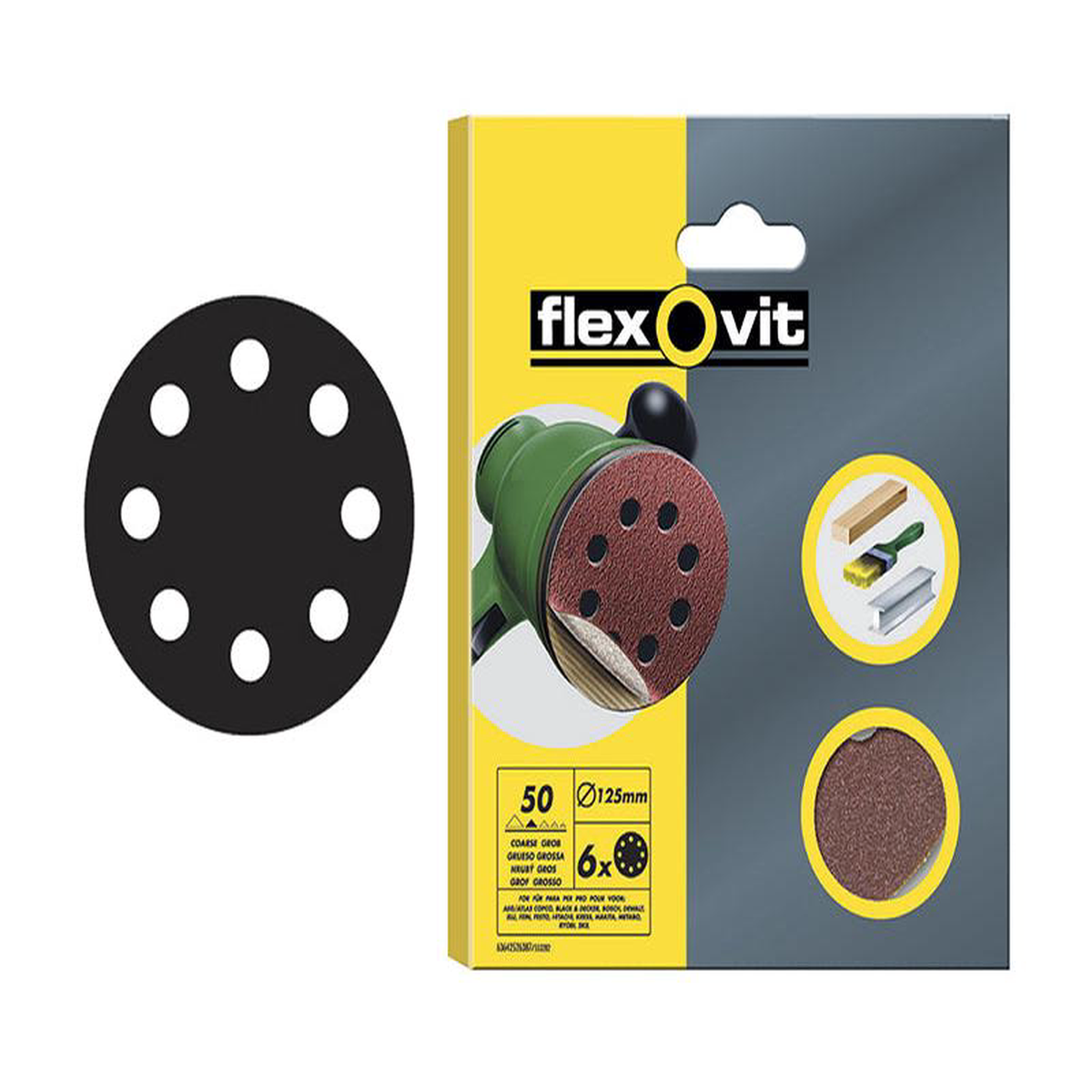 Hook 038 Loop Sanding Disc 125mm Coarse 50G (Pack 15)