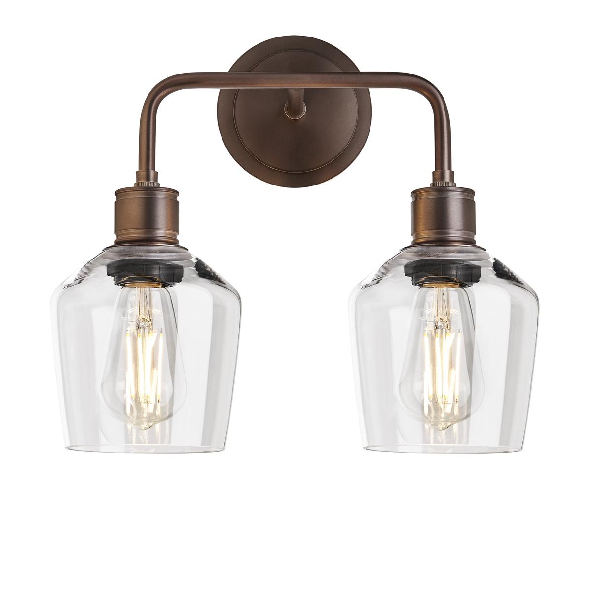 Albany Glass Schoolhouse Double Wall Light - 55 Inch - Clear