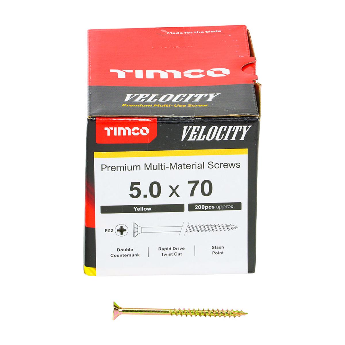 50 X 70 Velocity Premium Multi-Use Screws - PZ - Double Countersunk - Yellow