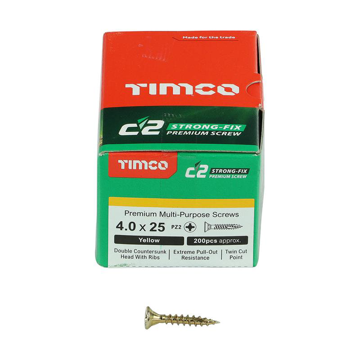 TIMCO C2 Strong-Fix Multi-Purpose Premium Countersunk Gold Woodscrews 8211 40 x 25