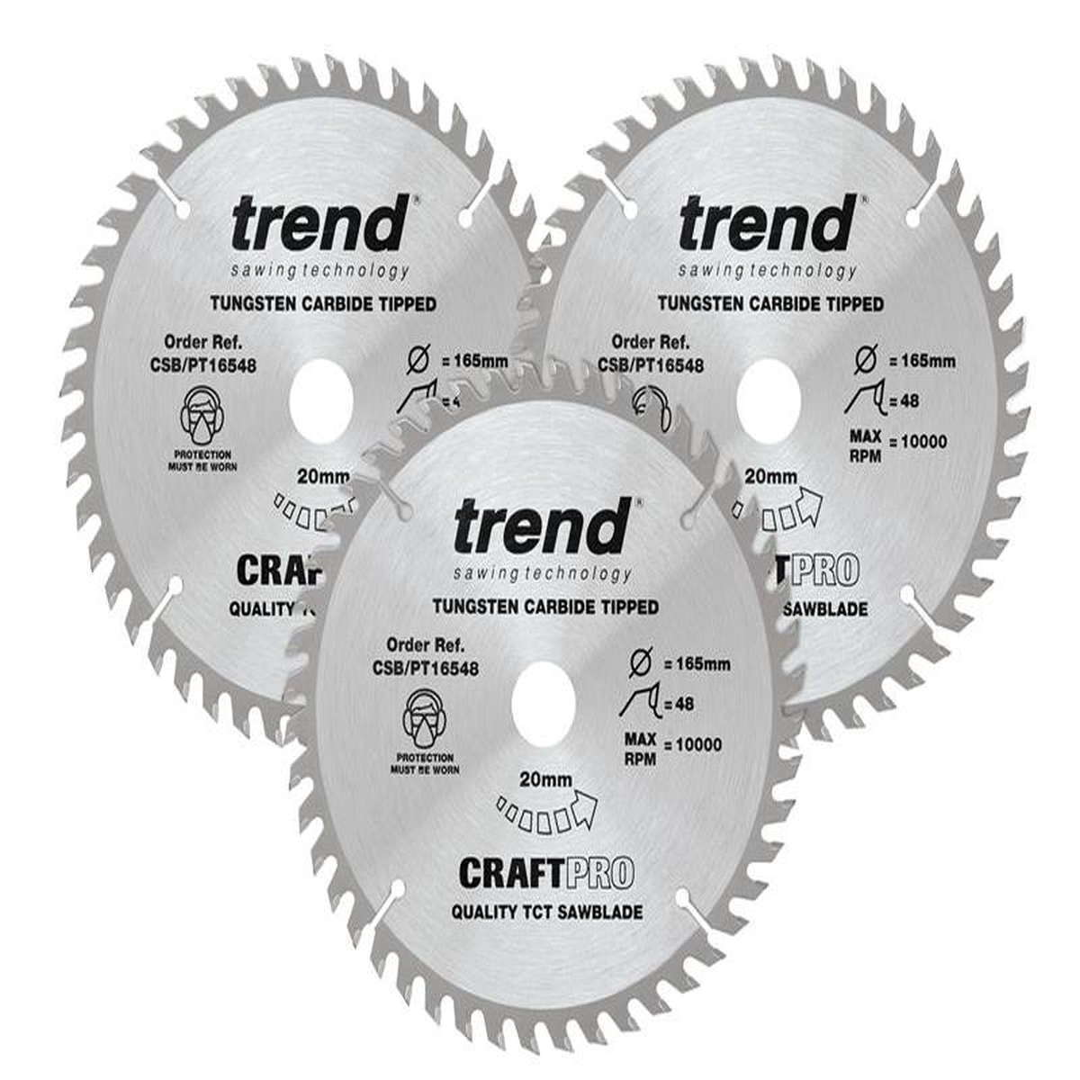 CraftPro Panel Trim Saw Blade 165 x 20mm x 48T (Pack 3)
