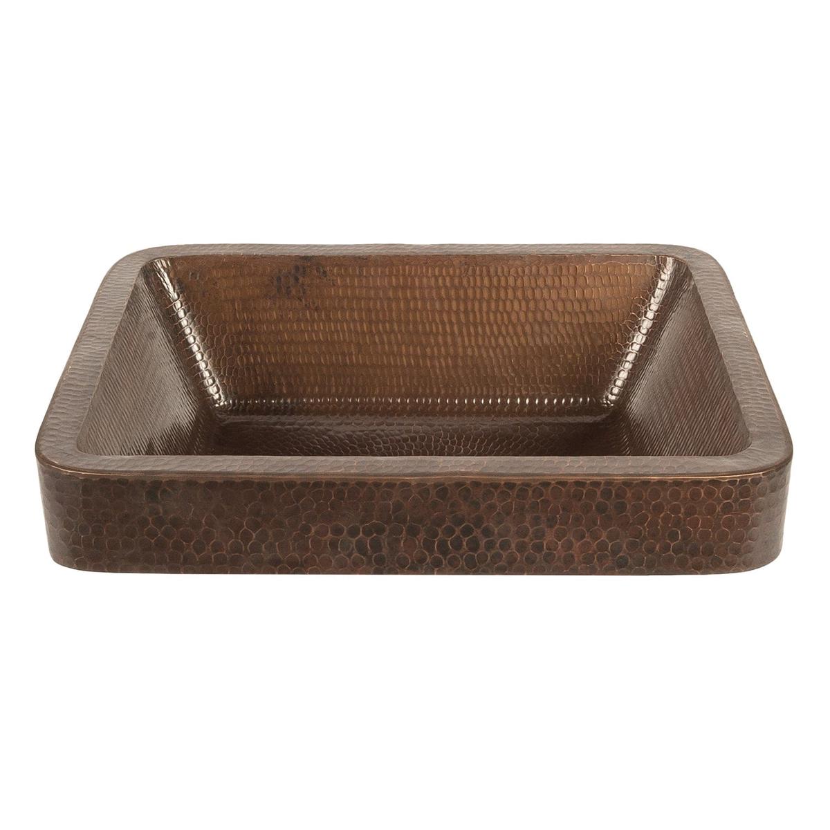 17 Rectangle Skirted Vessel Hammered Copper Sink