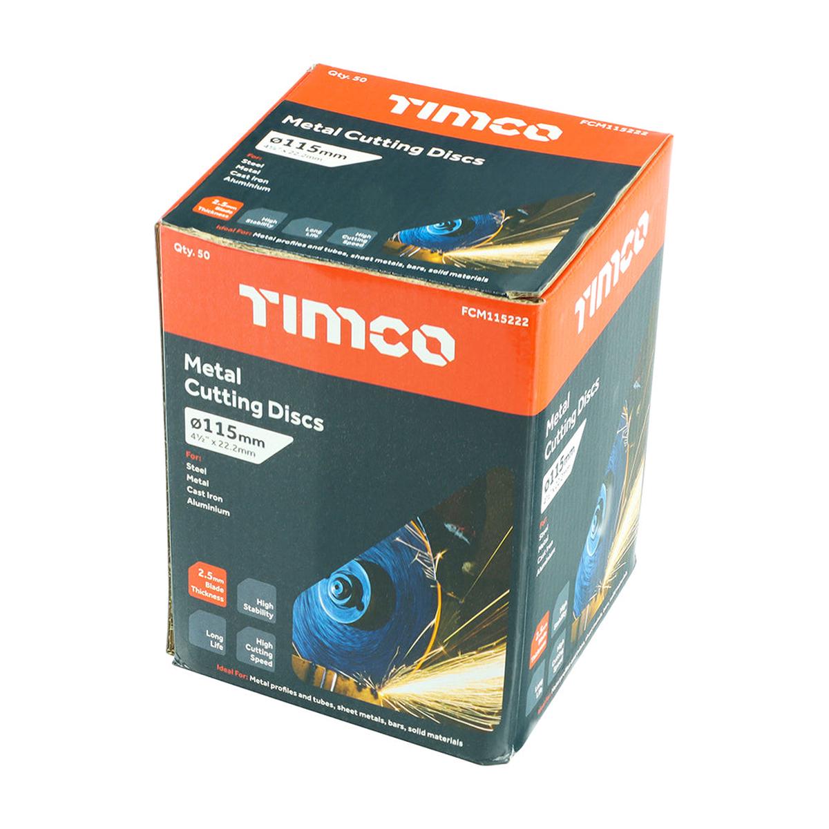 115 x 222 x 25 Timco Metal Cutting Disc (Box Of 50)