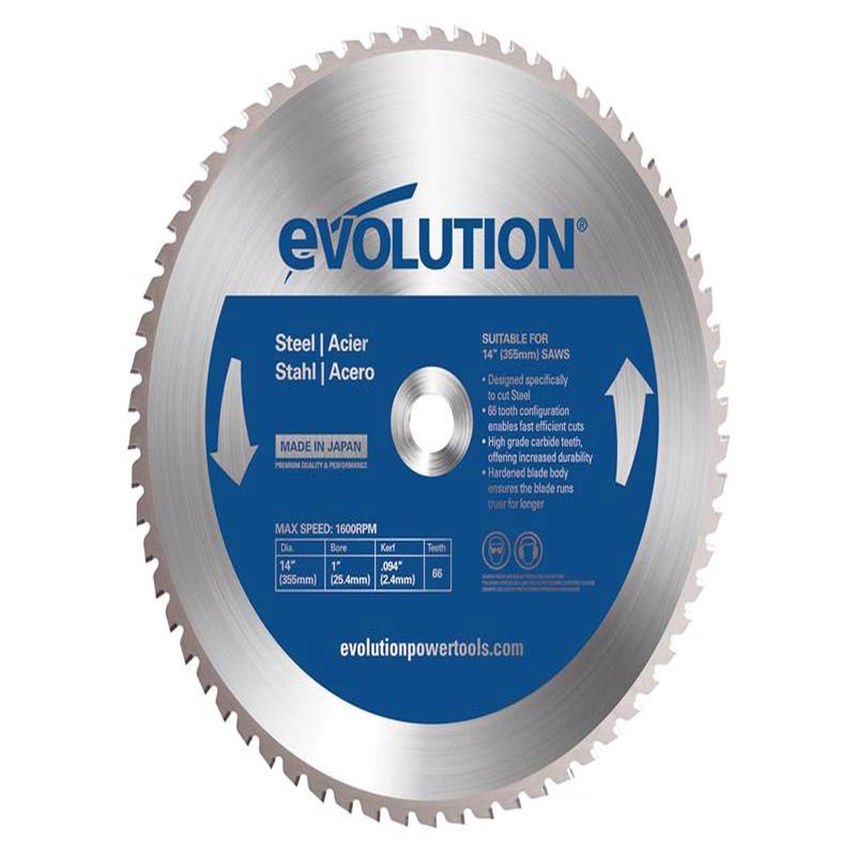 Mild Steel Cutting Chop Saw Blade 355 x 254mm x 66T