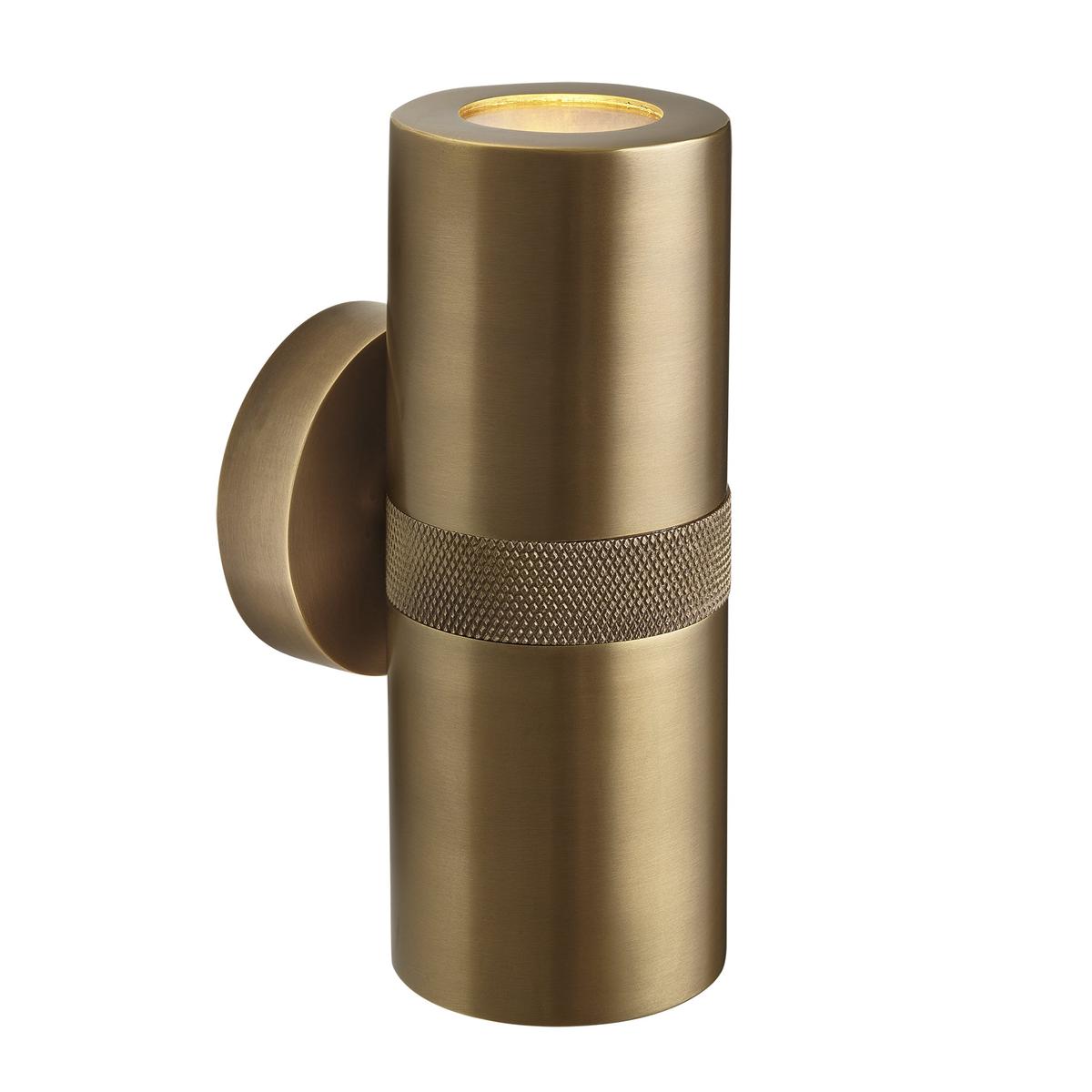 Knurled Outdoor Bathroom Up Down Spot Light - Brass