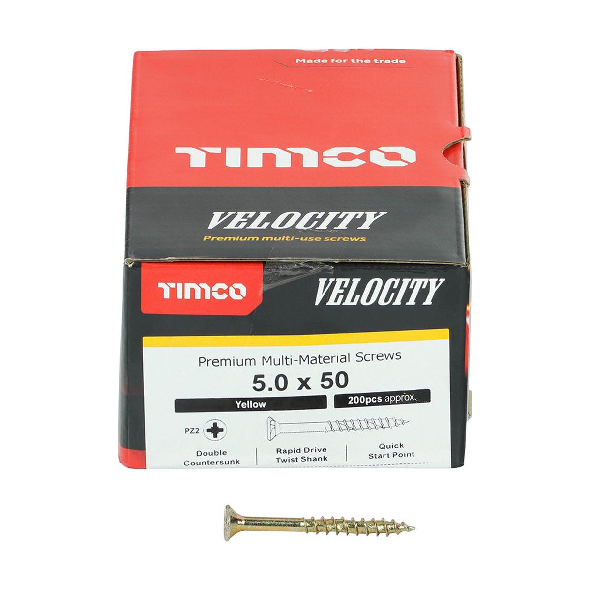 50 X 50 Velocity Premium Multi-Use Screws - PZ - Double Countersunk - Yellow
