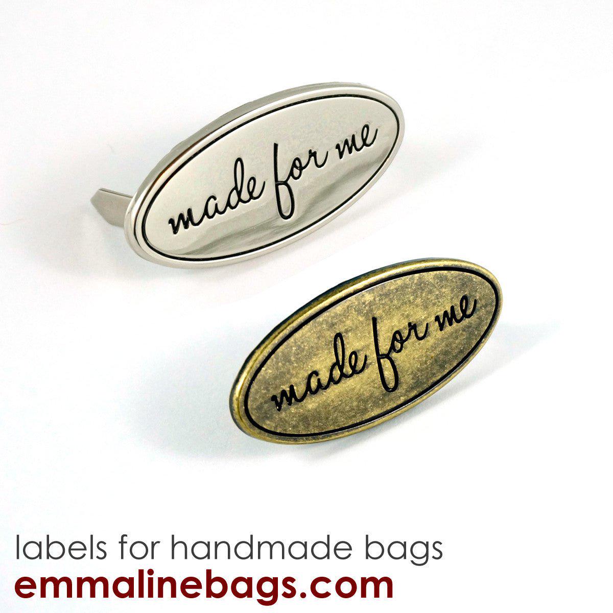 Metal Bag Label Oval with Made for Me