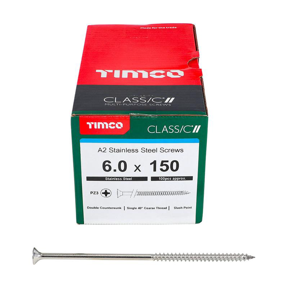 TIMCO Classic Multi-Purpose Countersunk A2 Stainless Steel Woodcrews 8211 60 x 150
