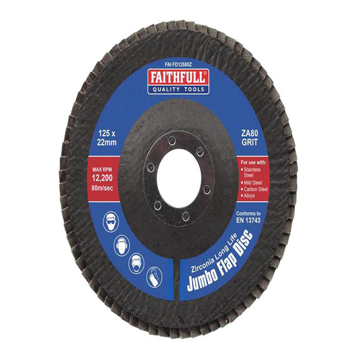 Zirconia Abrasive Jumbo Flap Disc 125 x 22mm 80 Grit