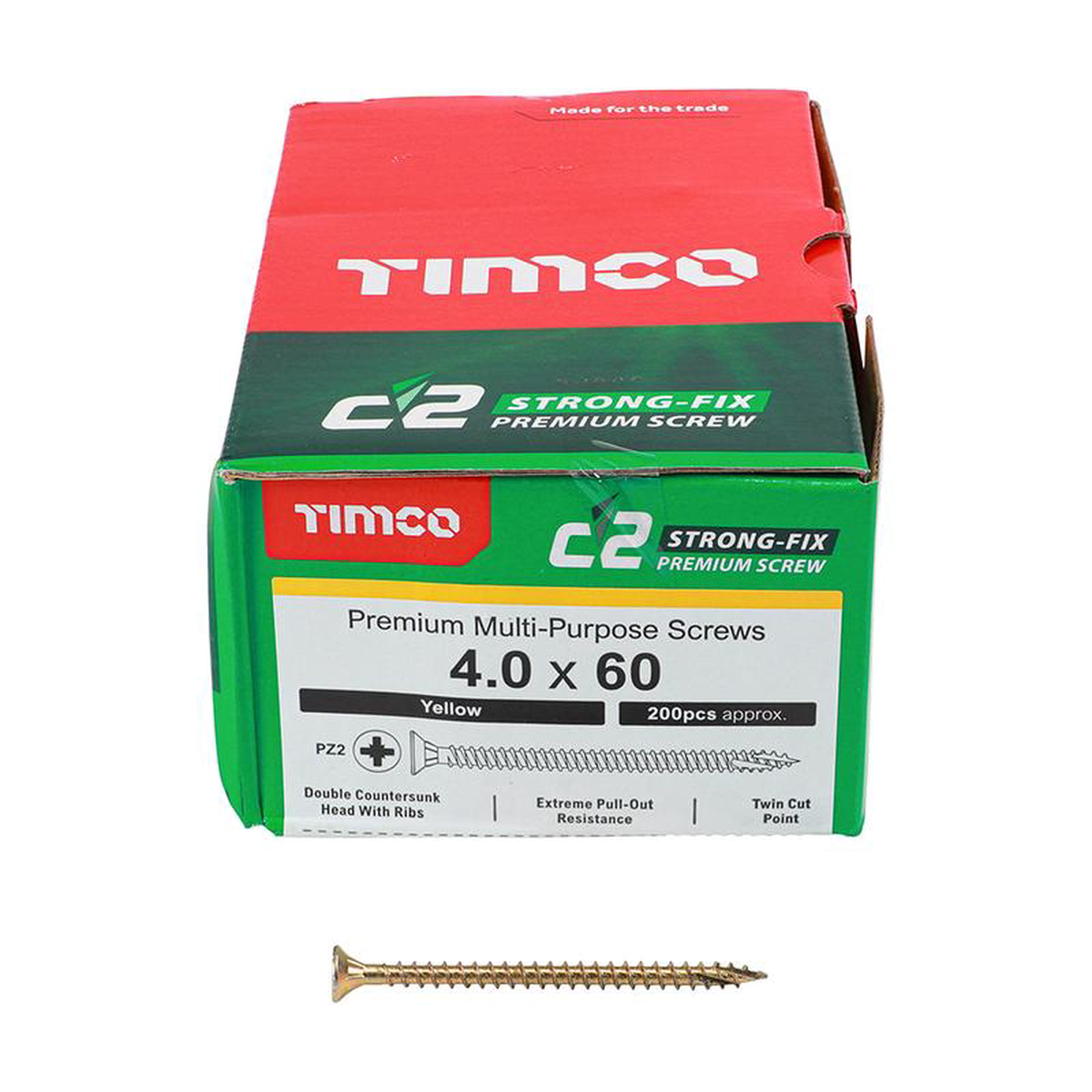 TIMCO C2 Strong-Fix Multi-Purpose Premium Countersunk Gold Woodscrews 8211 40 x 60